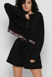 Спортивный костюм с шортами цвет черный 48808 Спортивный костюм с шортами цвет черный 48808