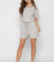 Летний костюм с кроп-топом и шортами цвет серый 48800