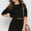 Летний костюм с кроп-топом и шортами цвет черный 48803  xp-2494
