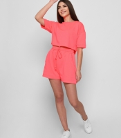 Малиновый летний костюм с кроп-топом и шортами 48804