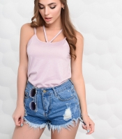 Женская шифоновая майка на бретелях 26999