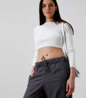 Трикотажный белый кроп-топ 55794