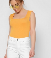 Трикотажная майка с квадратным вырезом цвет желтый 36851