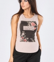 Майка розовая "Feeling good, living better" 33842