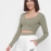 Облегающий топ хаки с длинным рукавом 43289