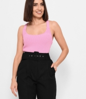 Сиреневый вискозный топ на резинках 43392