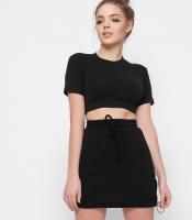 Короткий черный топ на резинке 41411