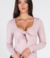 Женский розовый гольф в рубчик 34000