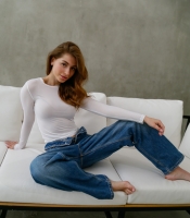 Облегающий базовый лонгслив, молоко 56170