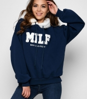 Теплое синее худи в американском стиле 52336