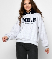 Теплое серое худи в американском стиле 52335