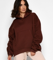 Женский коричневый худи с объемными рукавами 52341