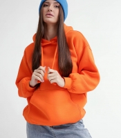Женский оранжевый худи оверсайз на флисе 53326