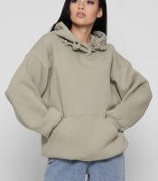 Женский оливковый худи oversize на флисе 38734