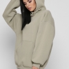 Женский оливковый худи oversize на флисе 38734  xp-2759