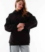 Женский черный худи оверсайз на флисе 53327