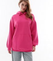 Женский худи оверсайз малина на флисе 53324