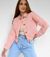 Короткая розовая джинсовая куртка 55158