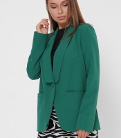 Удлиненный зеленый женский пиджак на пуговице 36017