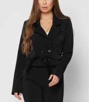 Короткий черный двубортный пиджак 36617