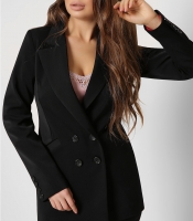 Длинный двухбортный пиджак с карманами цвет черный 36613