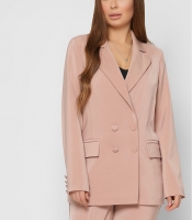 Двубортный бежевый пиджак на пуговицах 36615