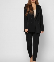 Двубортный черный пиджак на пуговицах 36616