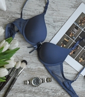 Контурный бюстгальтер с ажурным бантиком 35136