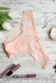 Однотонные трусики слипы с бантиком и кружевом 35159