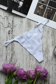 Женские белые трусики стринги с цветочной вышивкой 35169