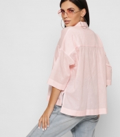 Хлопковая розовая блуза oversize 37396