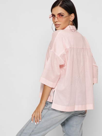 Хлопковая розовая блуза oversize 37396