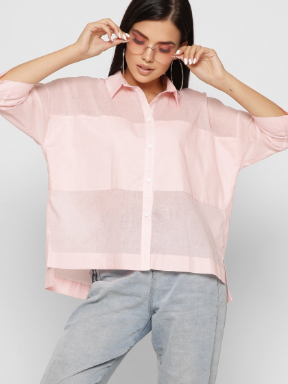 Хлопковая розовая блуза oversize 37396