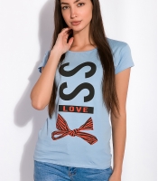 Футболка жіноча з принтом 120PKL046-1 (Джинс)