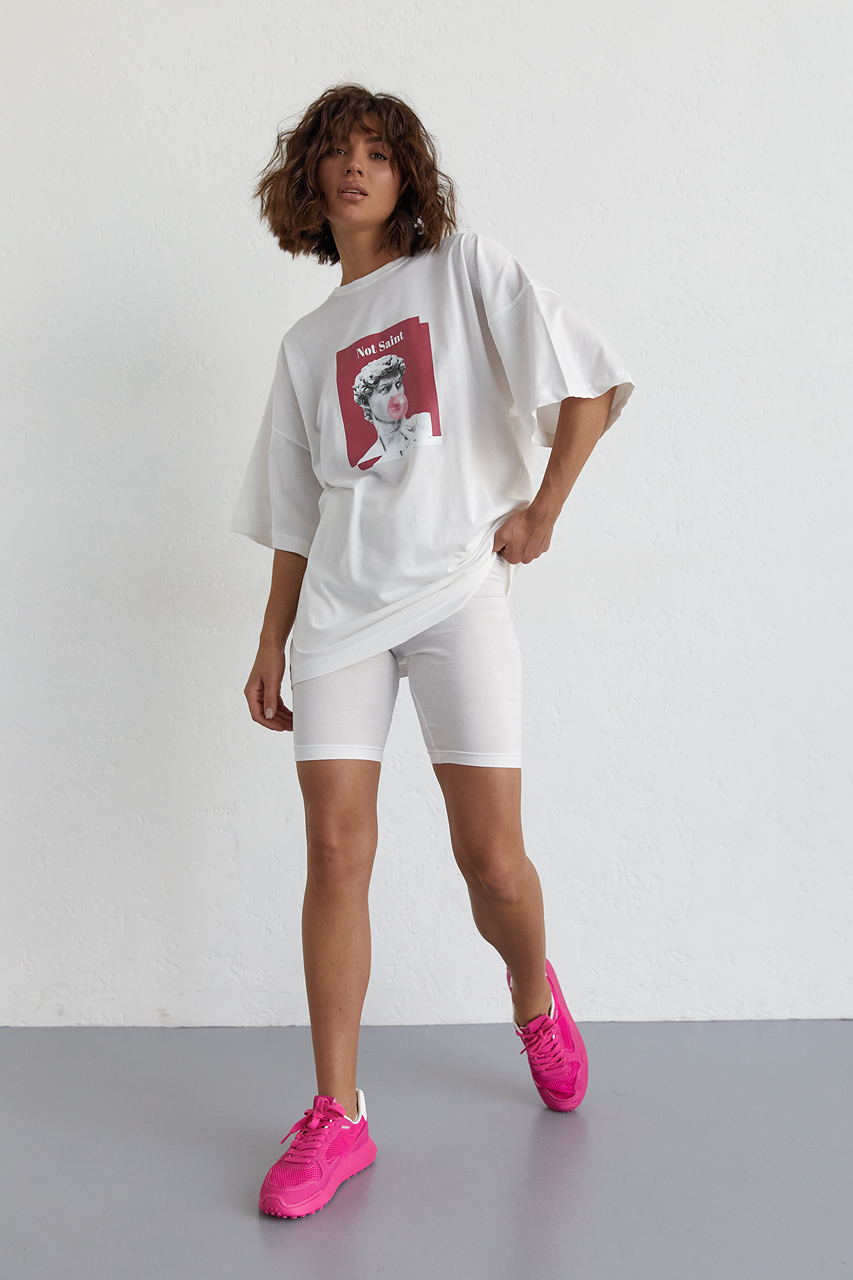 Жіночий костюм з футболкою oversize та велосипедками