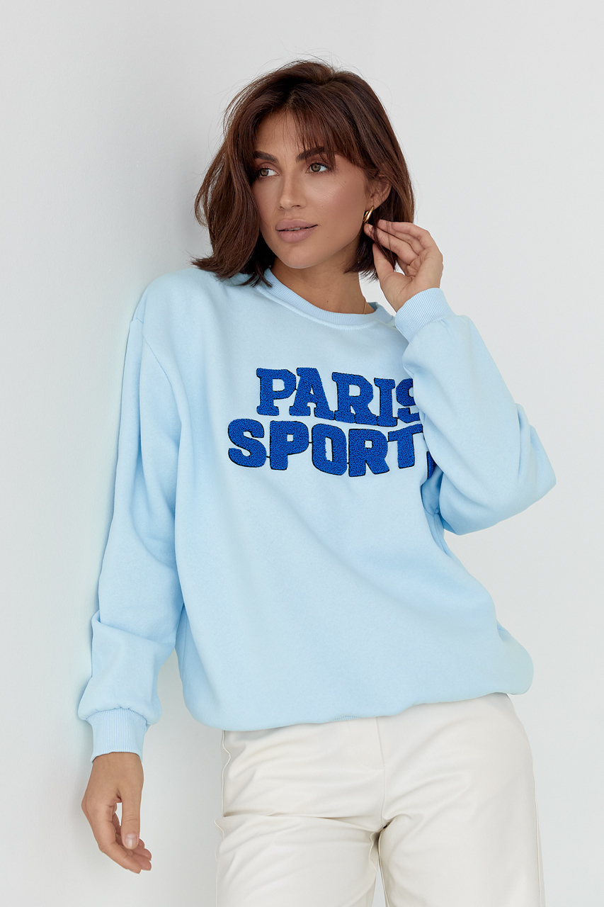 Теплый свитшот на флисе с надписью Paris Sports