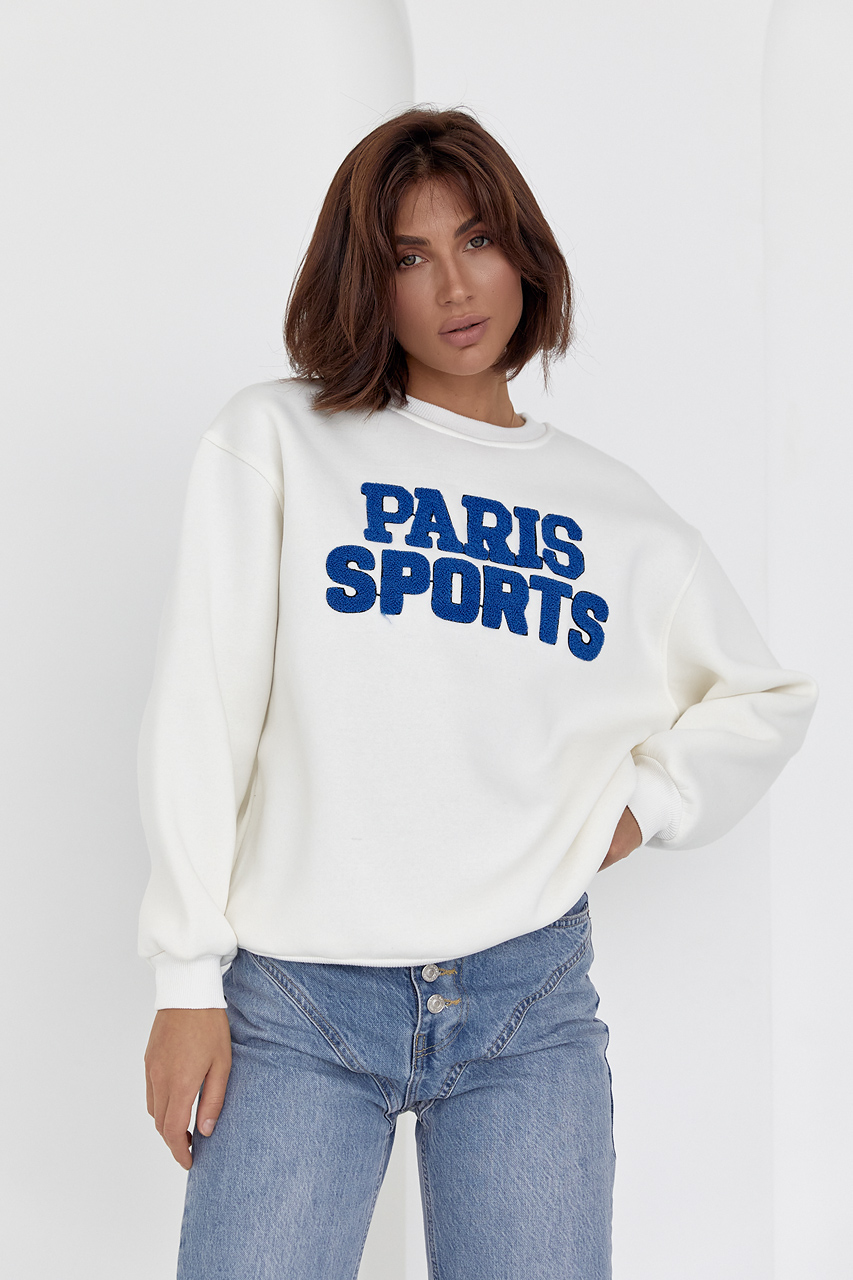 Теплый свитшот на флисе с надписью Paris Sports