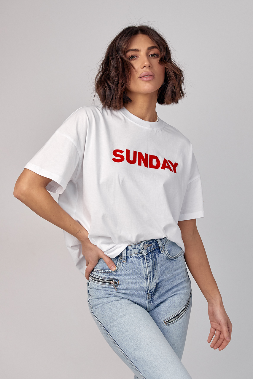 Женская футболка oversize с надписью Sunday