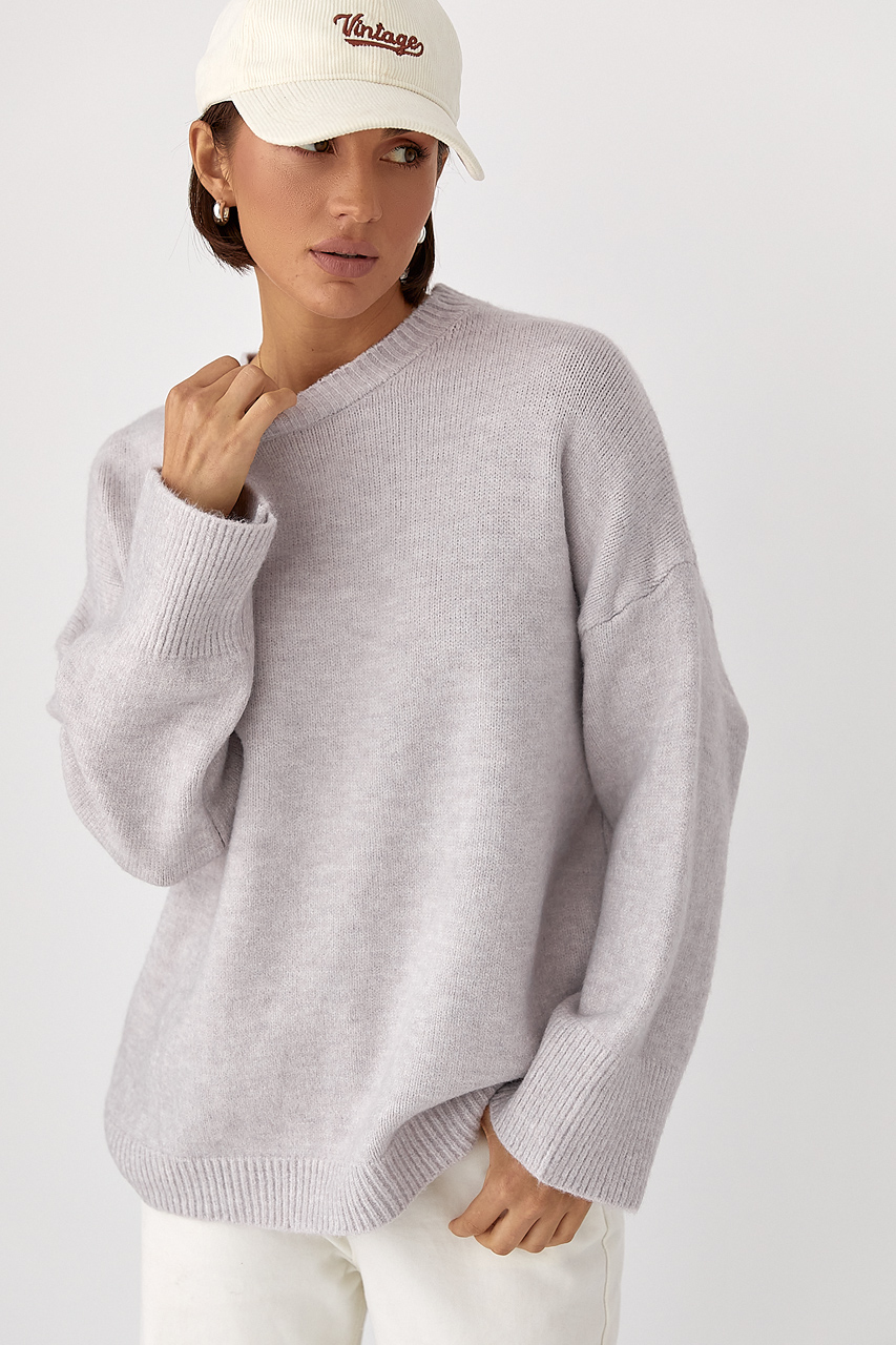 В’язаний однотонний джемпер вільного фасону