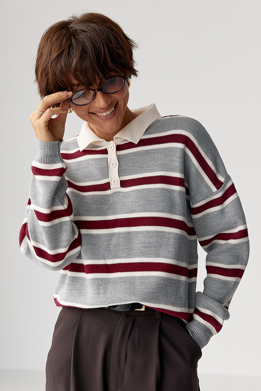 Кофта-поло у смужку вільного фасону