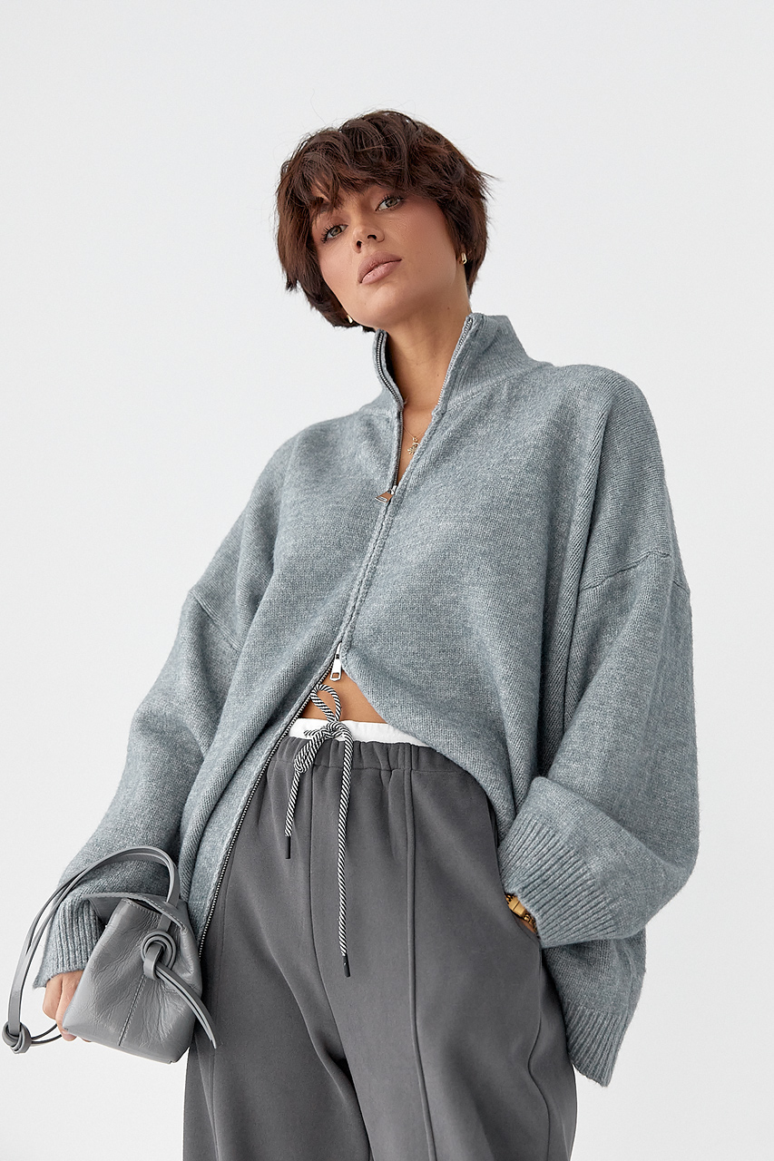 В'язаний кардиган оверсайз на блискавці  LX-10702610