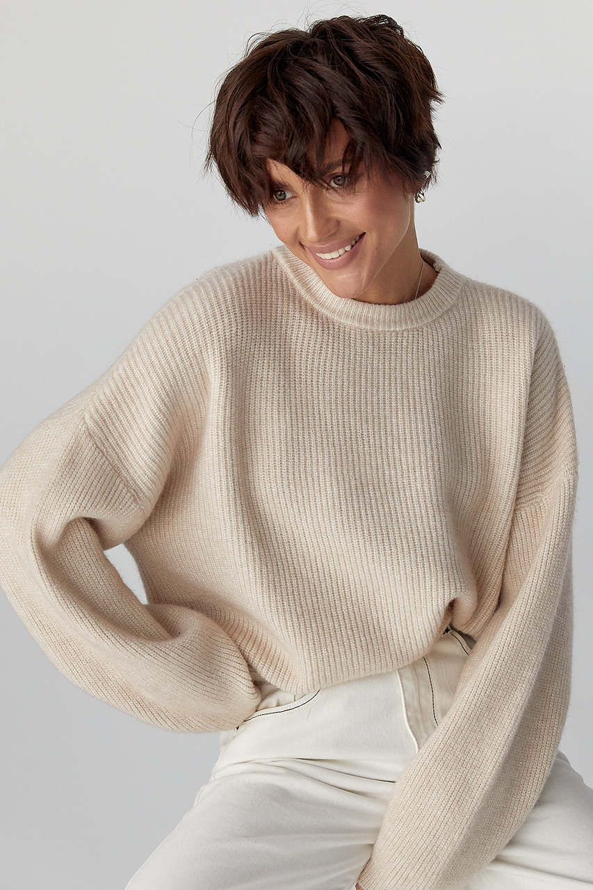 В'язана жіноча укорочена кофта  LX-10706026