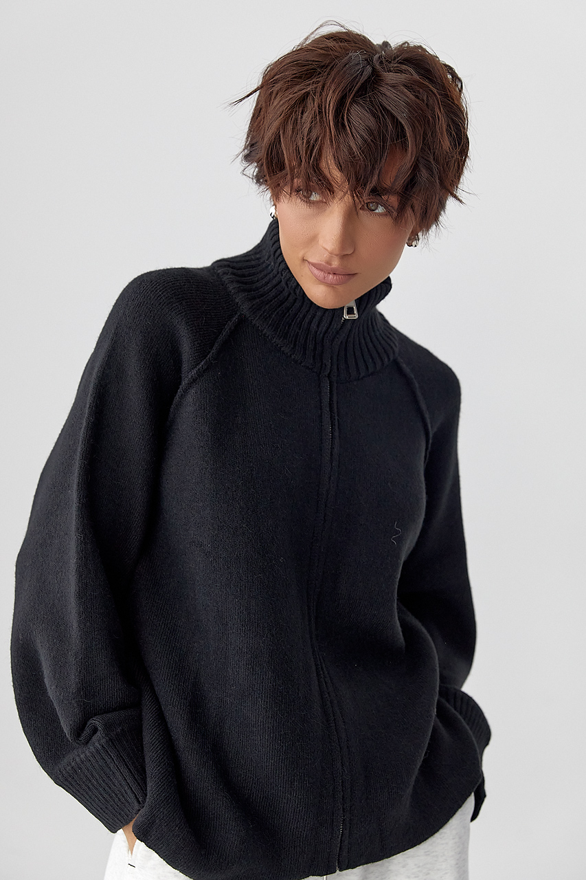 В'язаний кардиган на блискавці вільного фасону