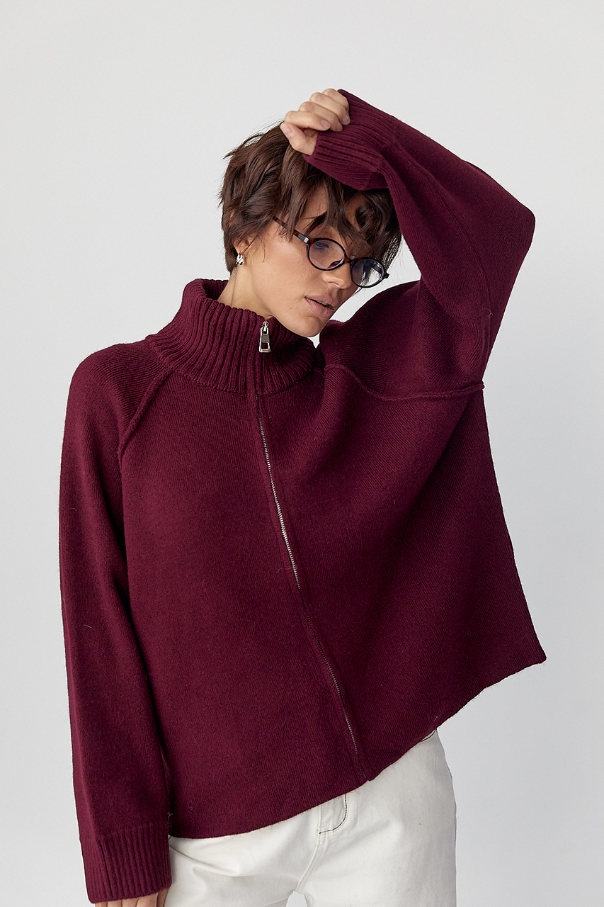 В'язаний кардиган на блискавці вільного фасону