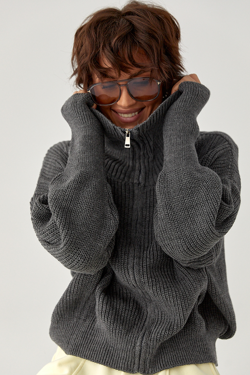 В'язаний жіночий кардиган на блискавці