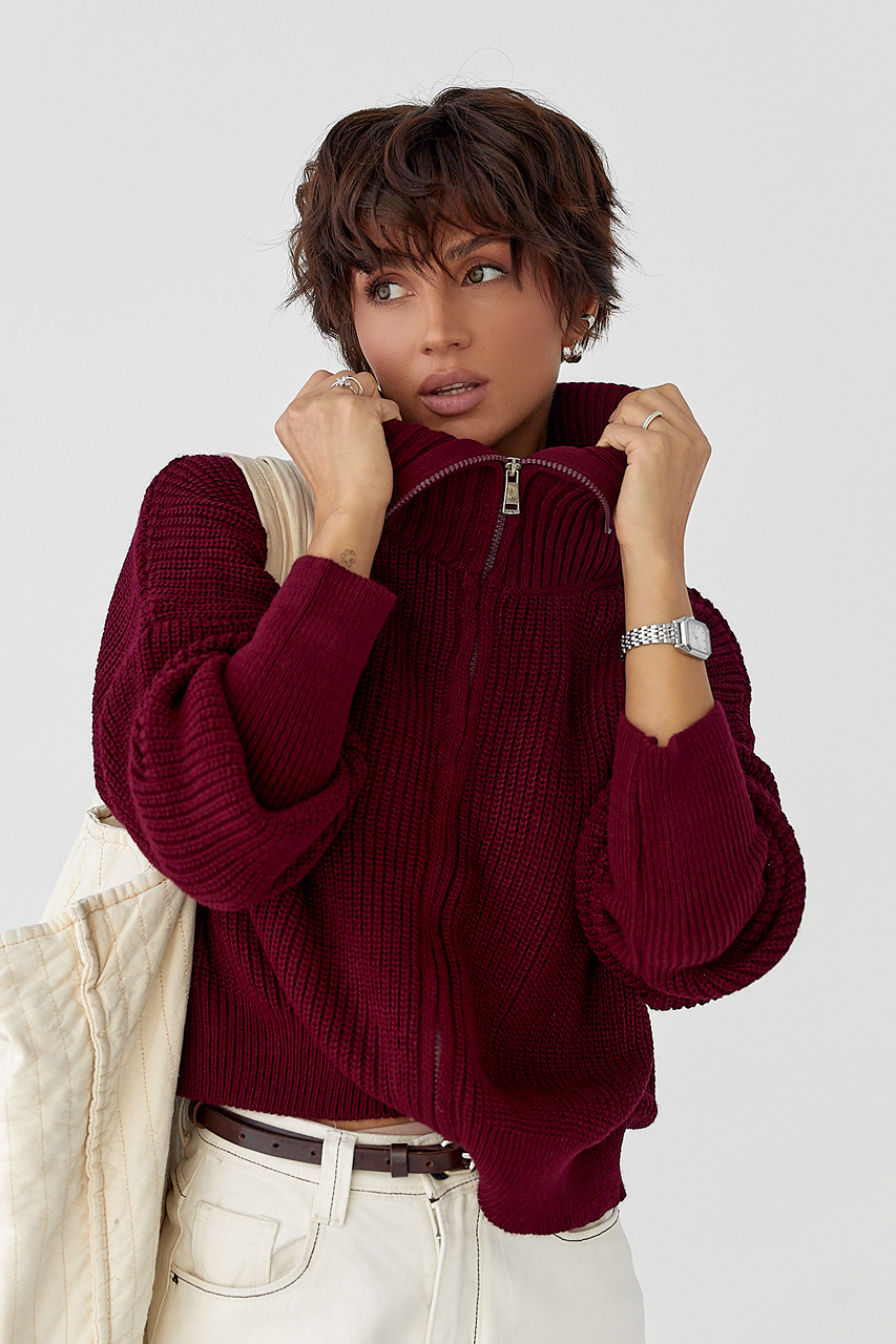 В'язаний жіночий кардиган на блискавці