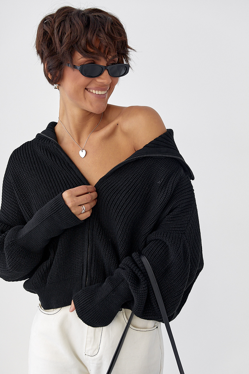 В'язаний жіночий кардиган на блискавці