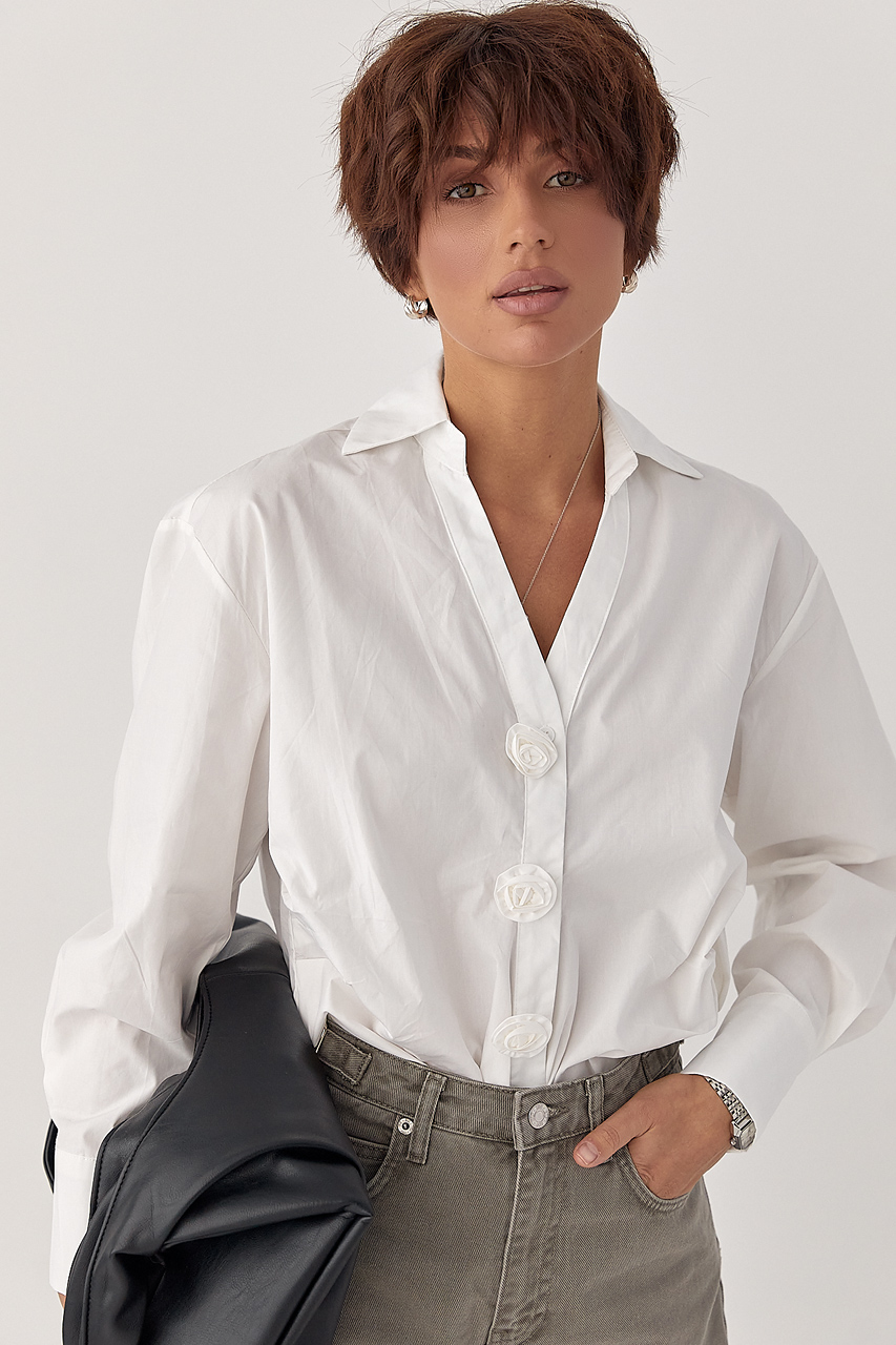 Класична сорочка з трояндами на ґудзиках LX-10707147 Класична сорочка з трояндами на ґудзиках LX-10707147