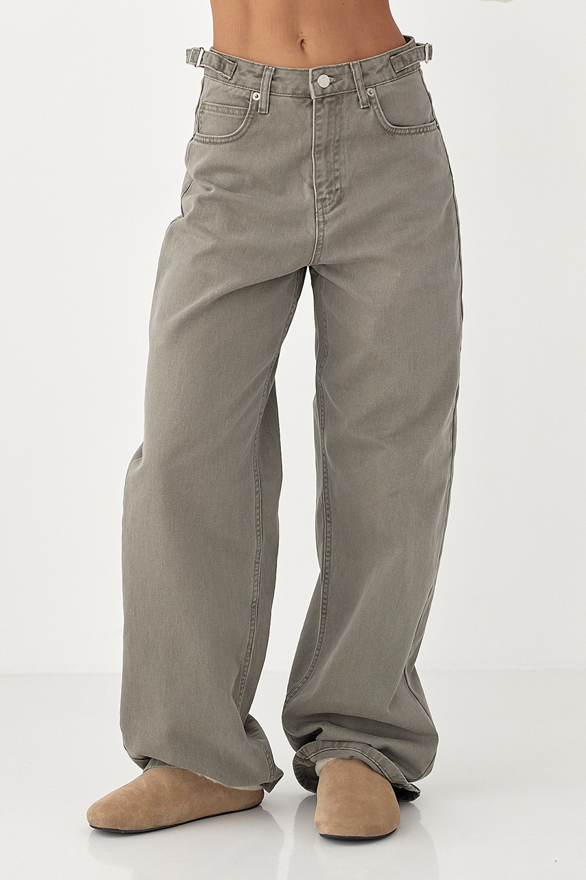 Джинси Palazzo із затяжками на талії