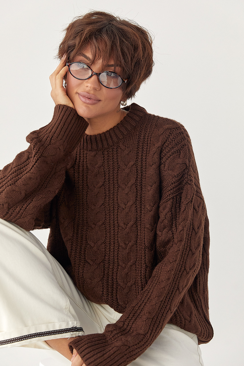 В'язана жіноча кофта в косички LX-10708128 В'язана жіноча кофта в косички LX-10708128